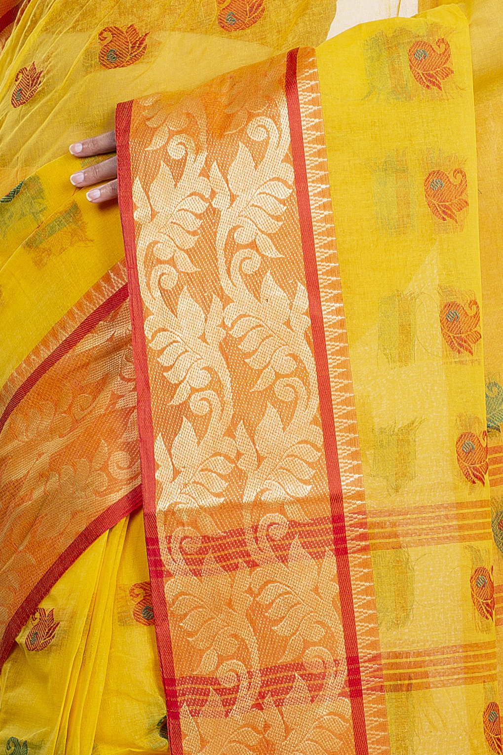 Yellow Pure Cotton HasFul Tant Saree (790)